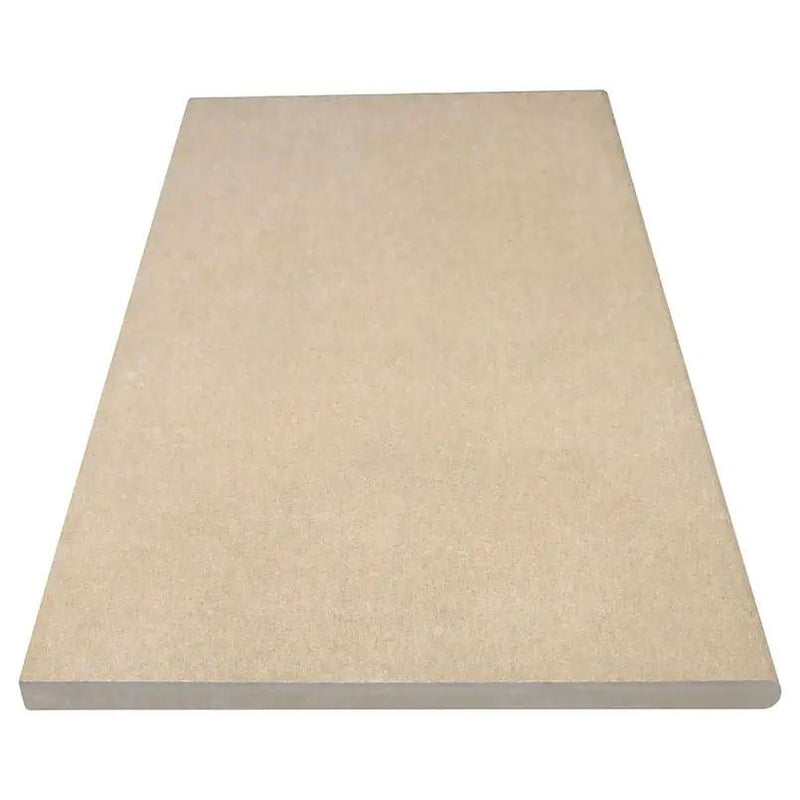 Tierra Beige Matte Travertine Look Porcelain Pool Copings 13x24 angled view