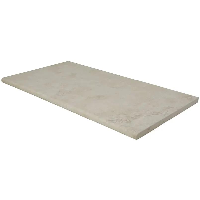 Tierra Ivory Matte Travertine Look Porcelain Pool Copings 13x24 close up
