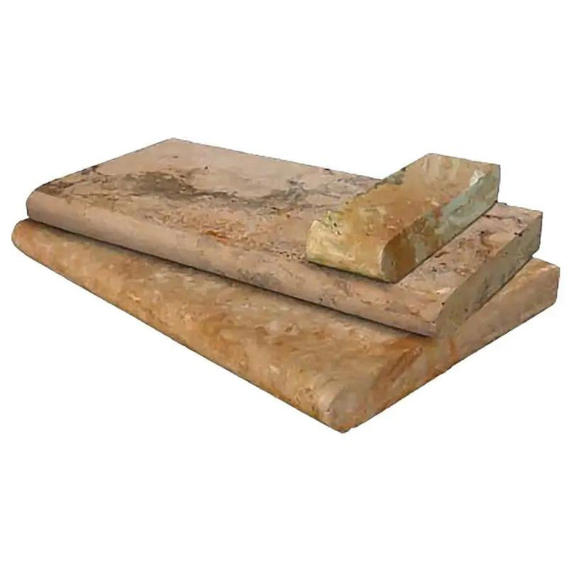 Tuscany Porcini Brushed Travertine Pool Copings 12x24 close up