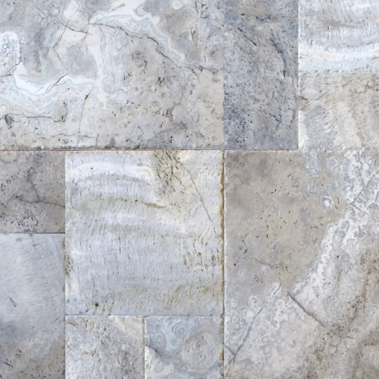 Silver Travertine Pool Copings 12x24 close up