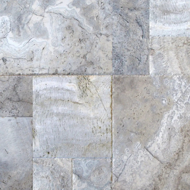 Silver Travertine Pool Copings 12x24 close up