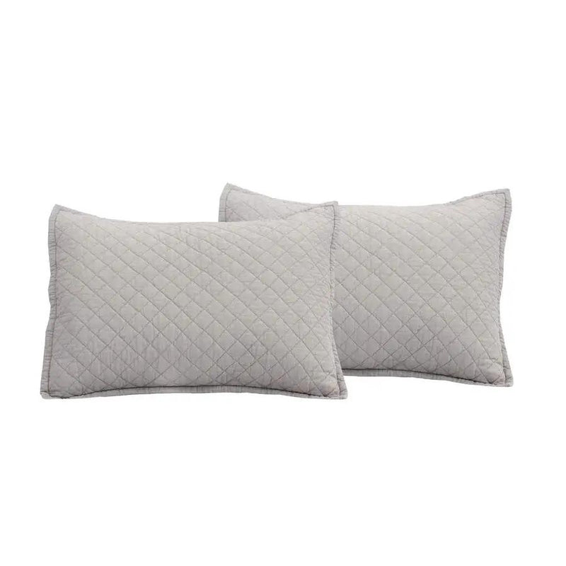 Full/Queen Lightweight Cotton Linen Grey Textured Reversible 3-Piece Quilt Set by HomePacific