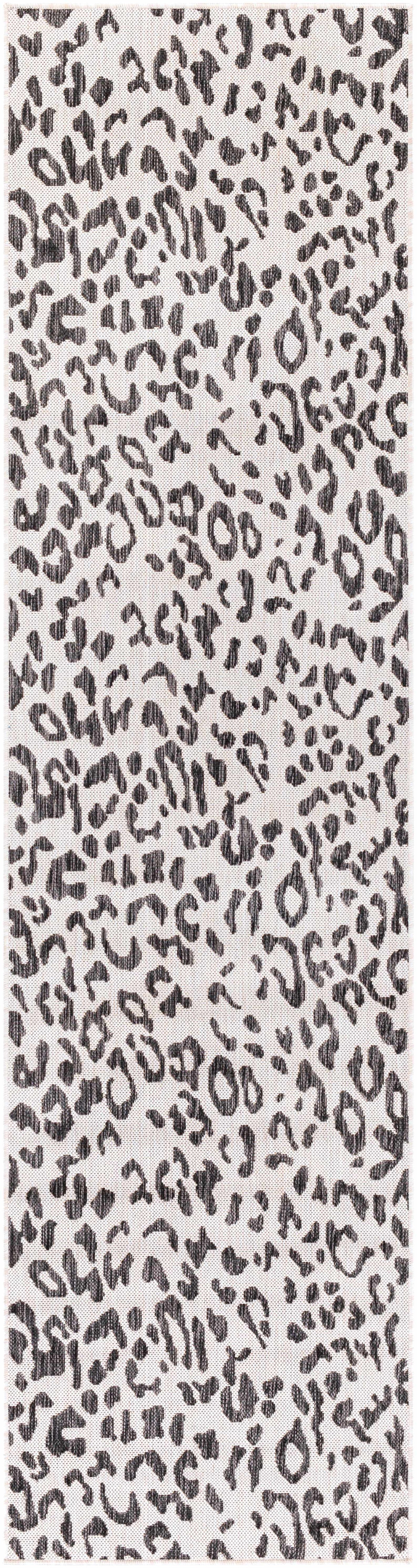 Alderbury White Leopard Print Outdoor Rug by Boutique Rugs