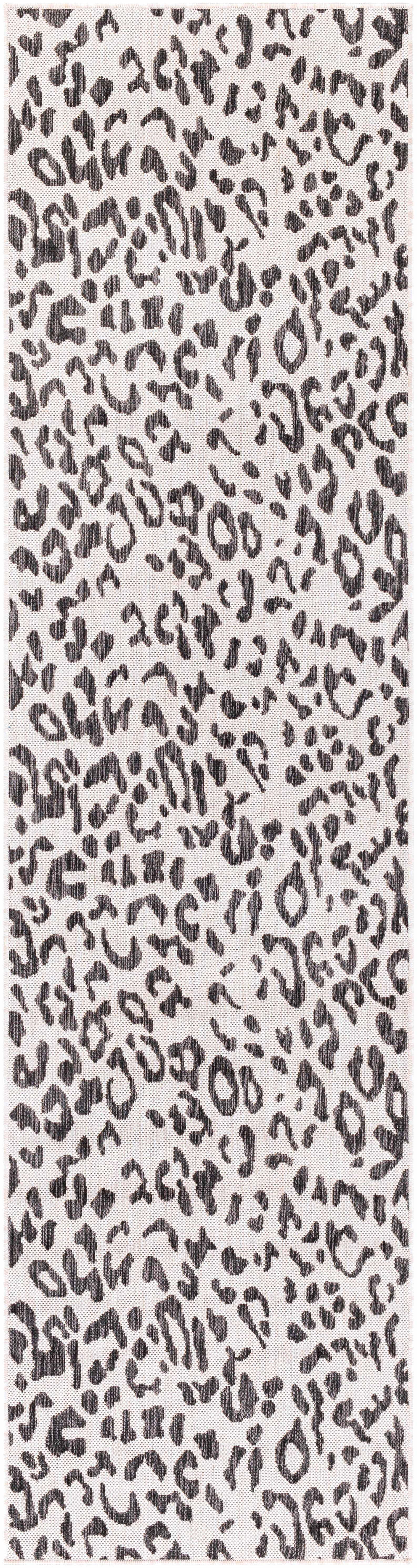 Alderbury White Leopard Print Outdoor Rug by Boutique Rugs