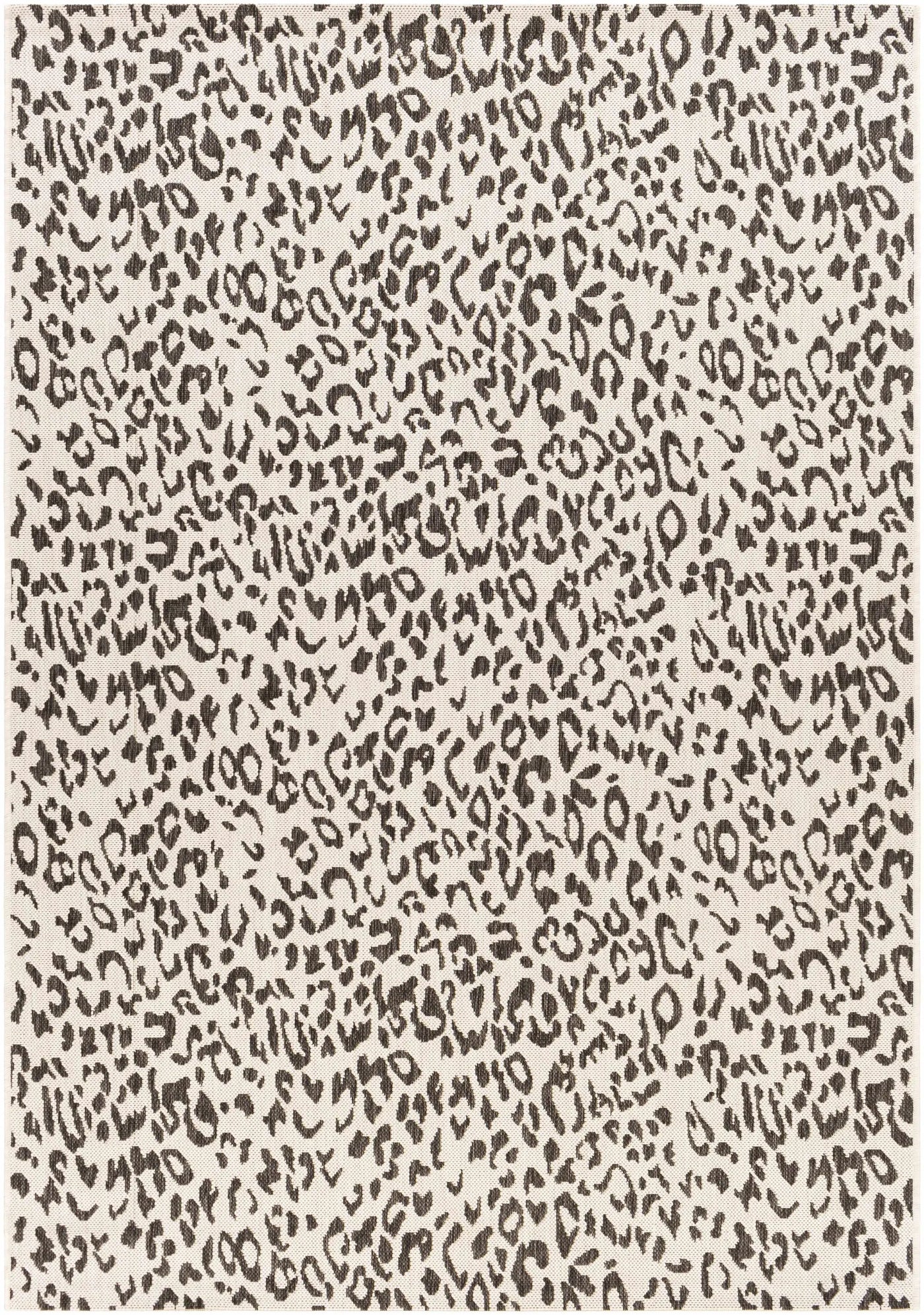 Alderbury White Leopard Print Outdoor Rug by Boutique Rugs