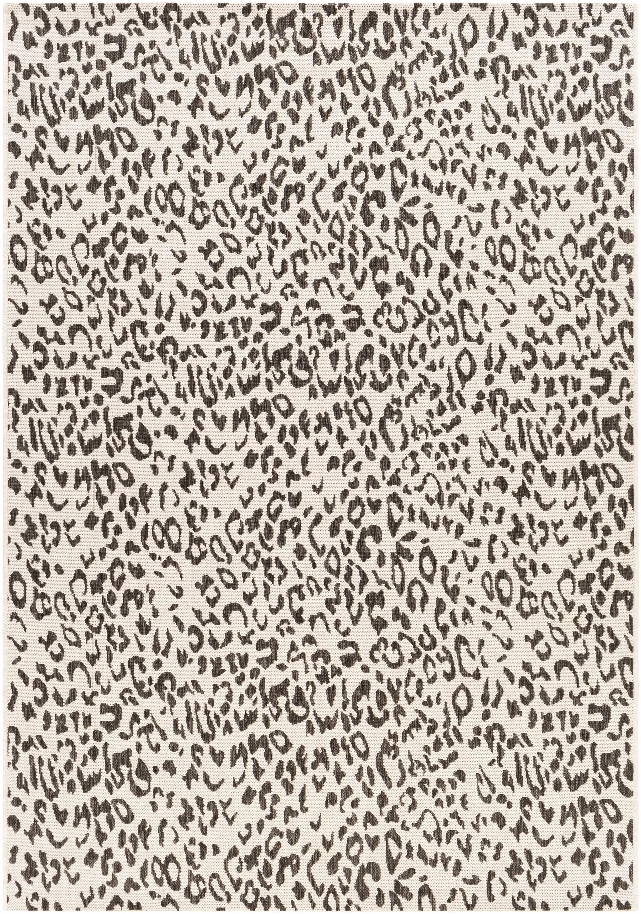 Alderbury White Leopard Print Outdoor Rug by Boutique Rugs