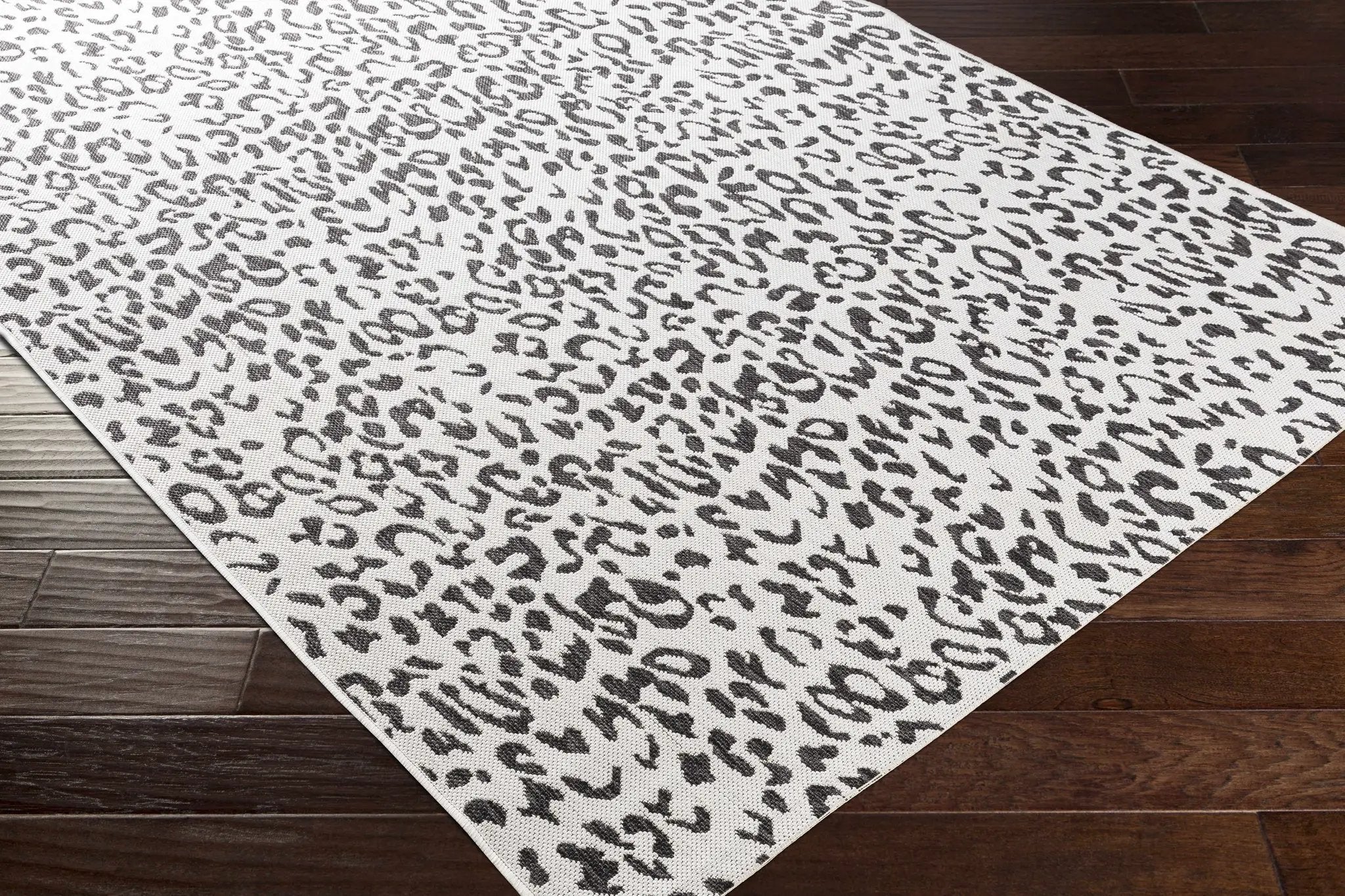 Alderbury White Leopard Print Outdoor Rug by Boutique Rugs