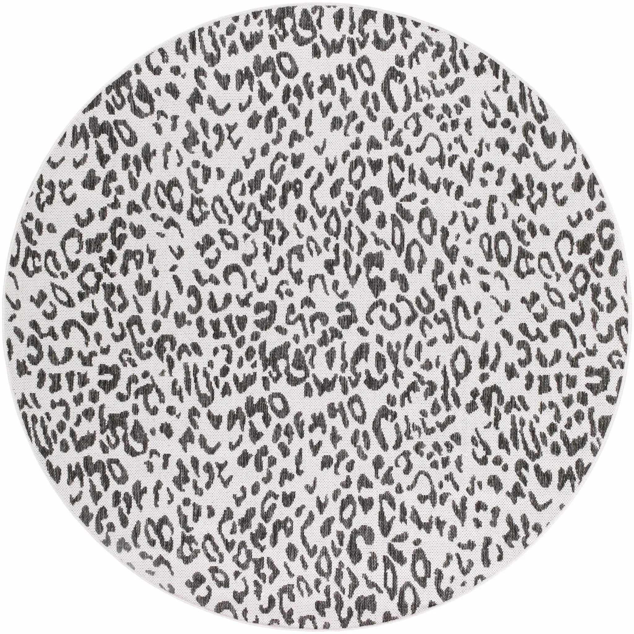Alderbury White Leopard Print Outdoor Rug by Boutique Rugs