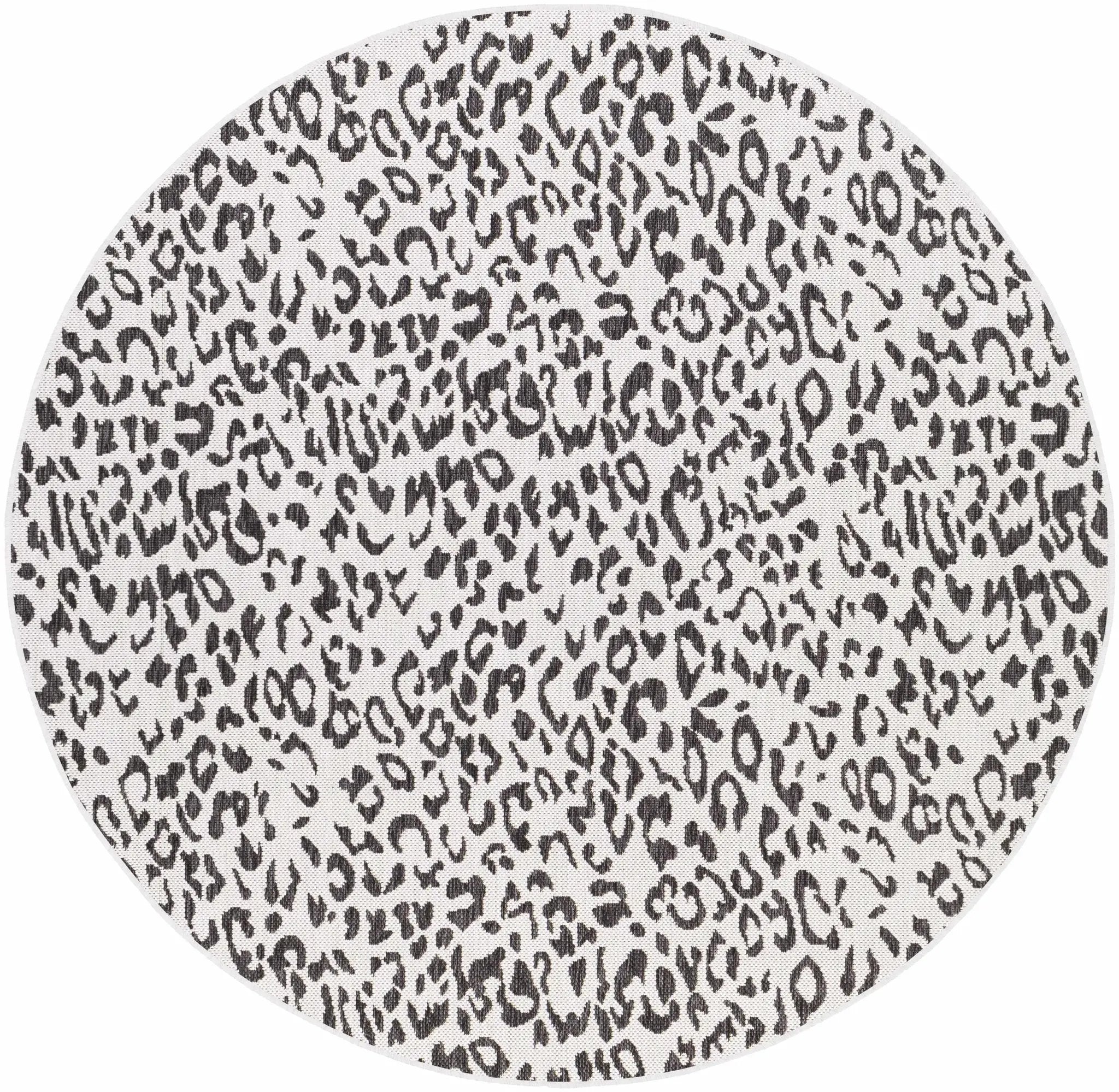 Alderbury White Leopard Print Outdoor Rug by Boutique Rugs