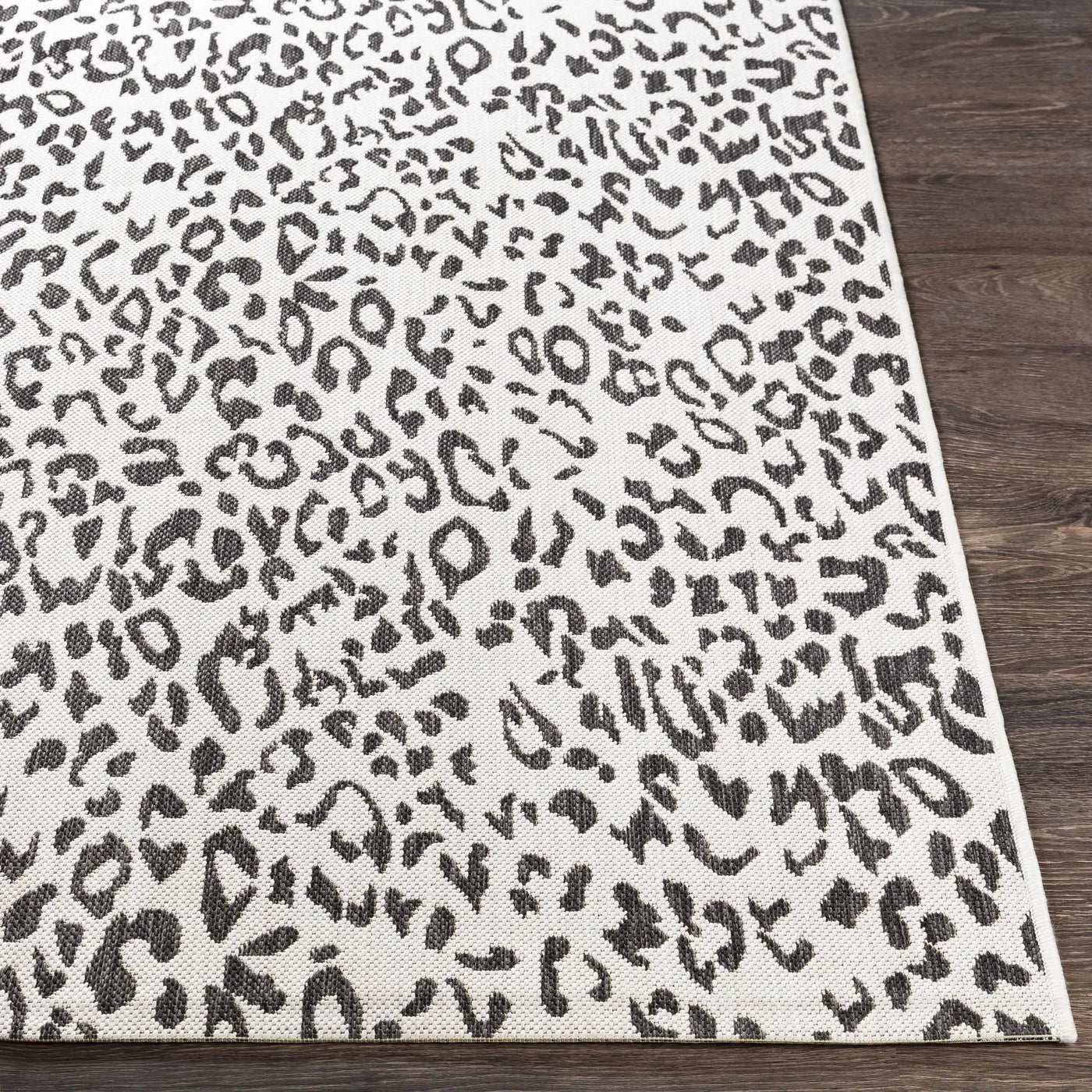 Alderbury White Leopard Print Outdoor Rug by Boutique Rugs