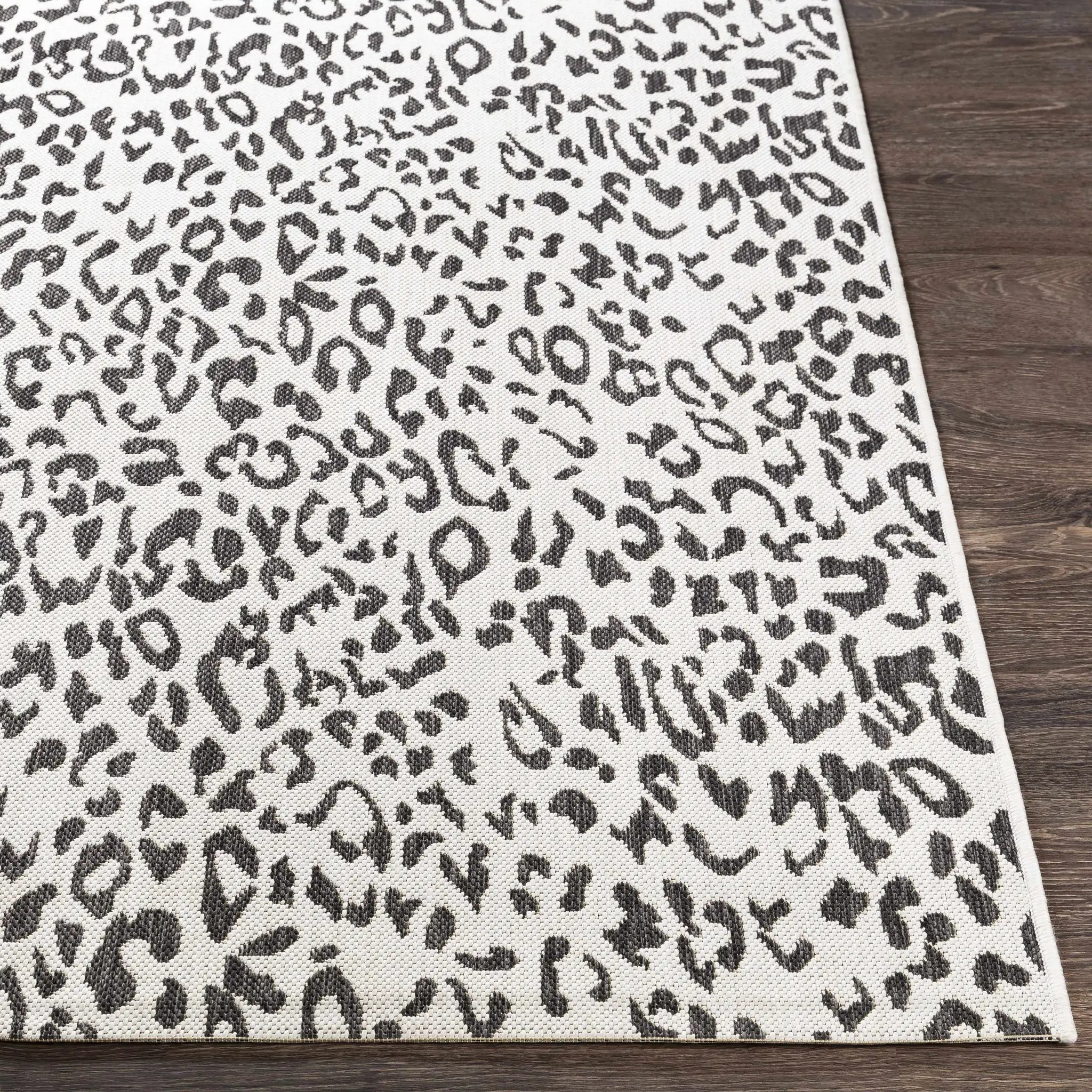 Alderbury White Leopard Print Outdoor Rug by Boutique Rugs