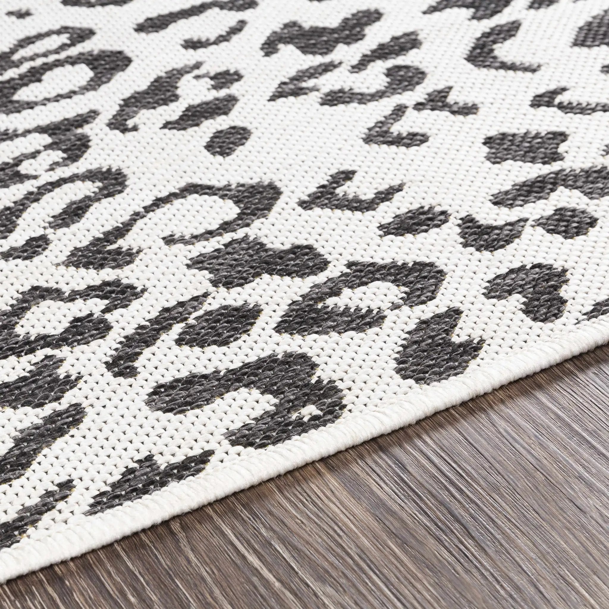 Alderbury White Leopard Print Outdoor Rug by Boutique Rugs
