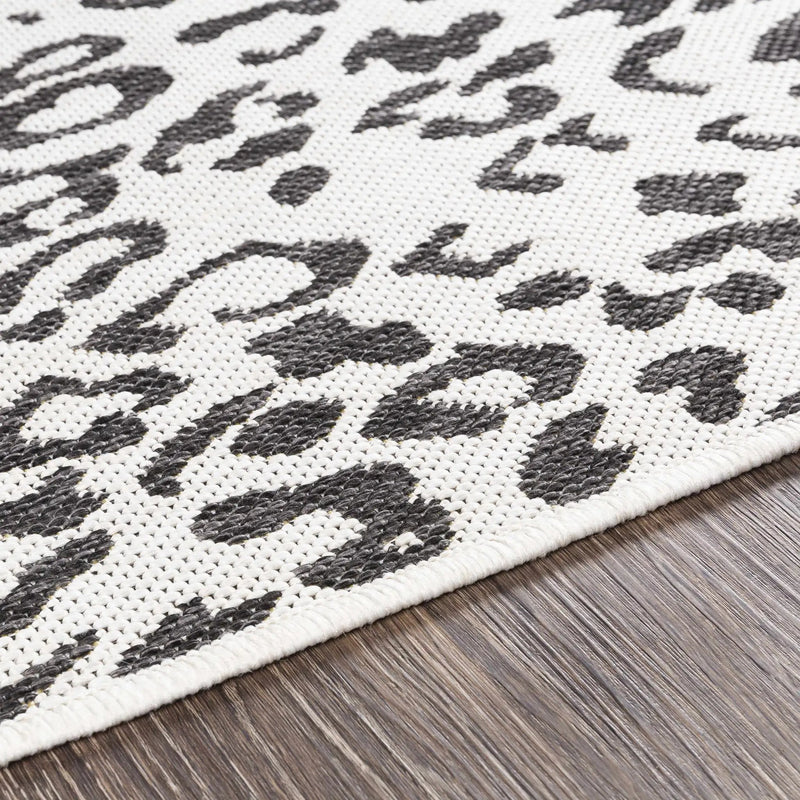 Alderbury White Leopard Print Outdoor Rug by Boutique Rugs