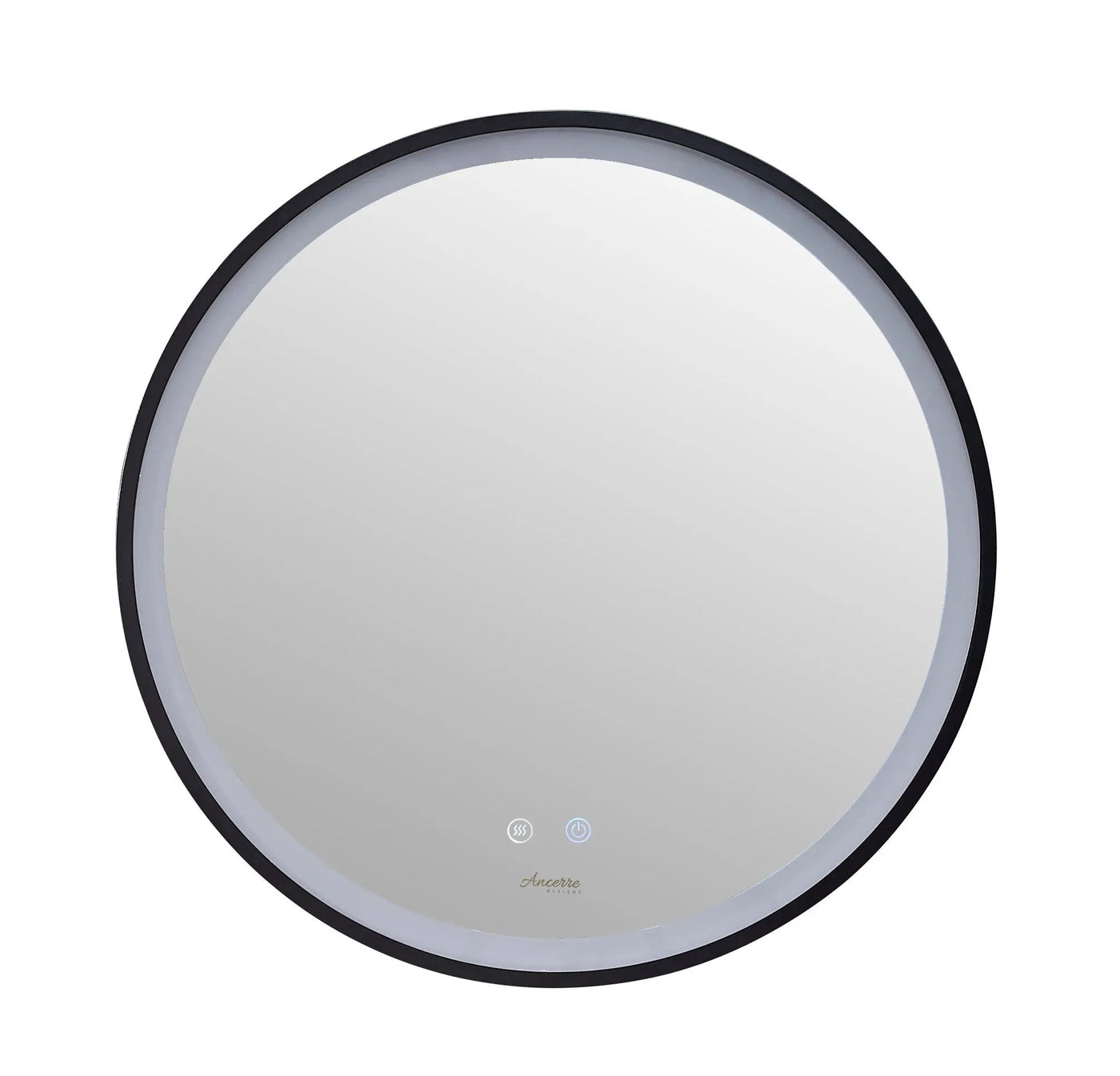 Cirque Round LED Lighted Bathroom Vanity Black Framed Mirror by Ancerre Designs