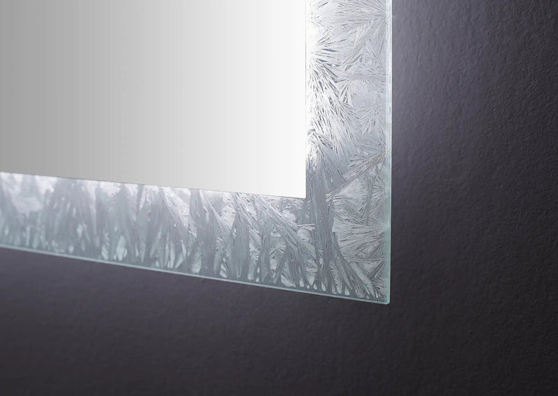 Frysta LED Frameless Rectangular Mirror Lighted Bathroom Vanity with Dimmer and Defogger by Ancerre Designs