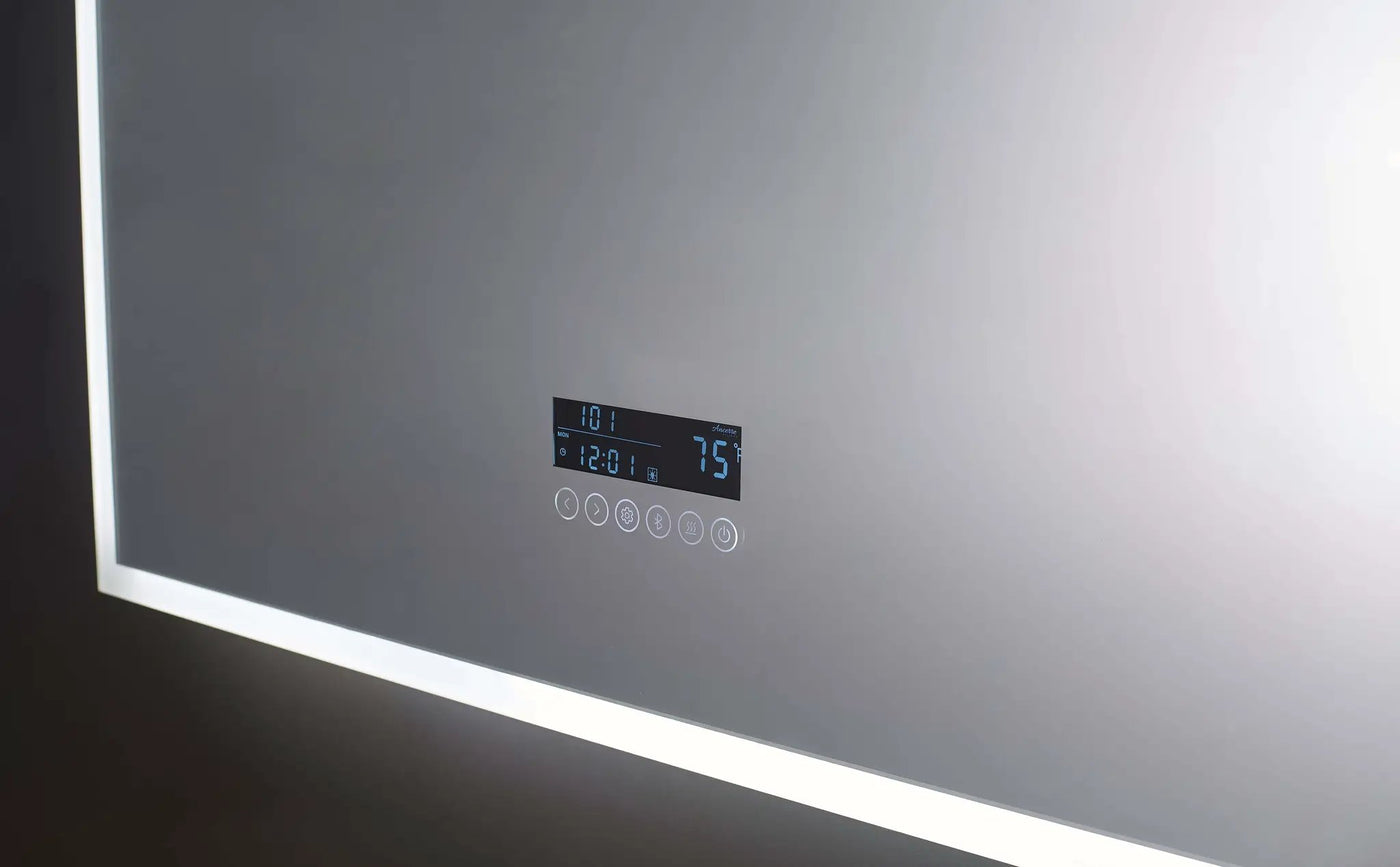 Immersion LED Lighted Bathroom Vanity Mirror with Bluetooth, Defogger, and Digital Display by Ancerre Designs