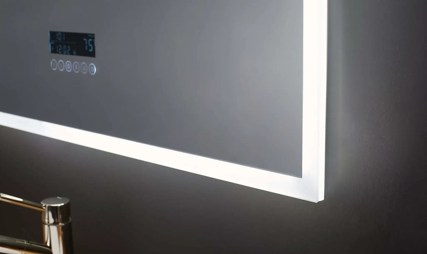 Immersion LED Lighted Bathroom Vanity Mirror with Bluetooth, Defogger, and Digital Display by Ancerre Designs