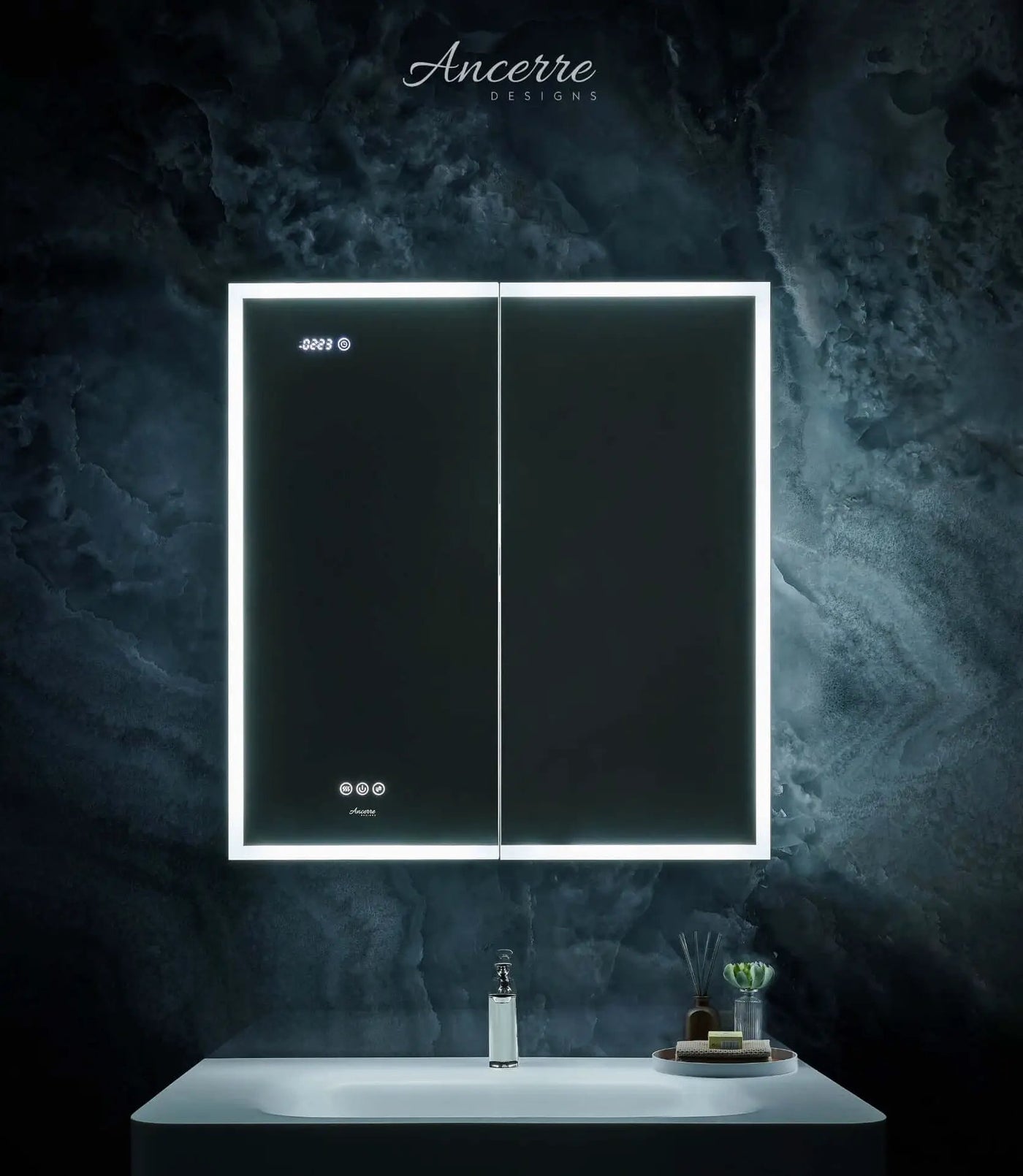 Pagani LED Mirror Cabinet with Defogger, Dimmer, Magnifier & USB outlet by Ancerre Designs