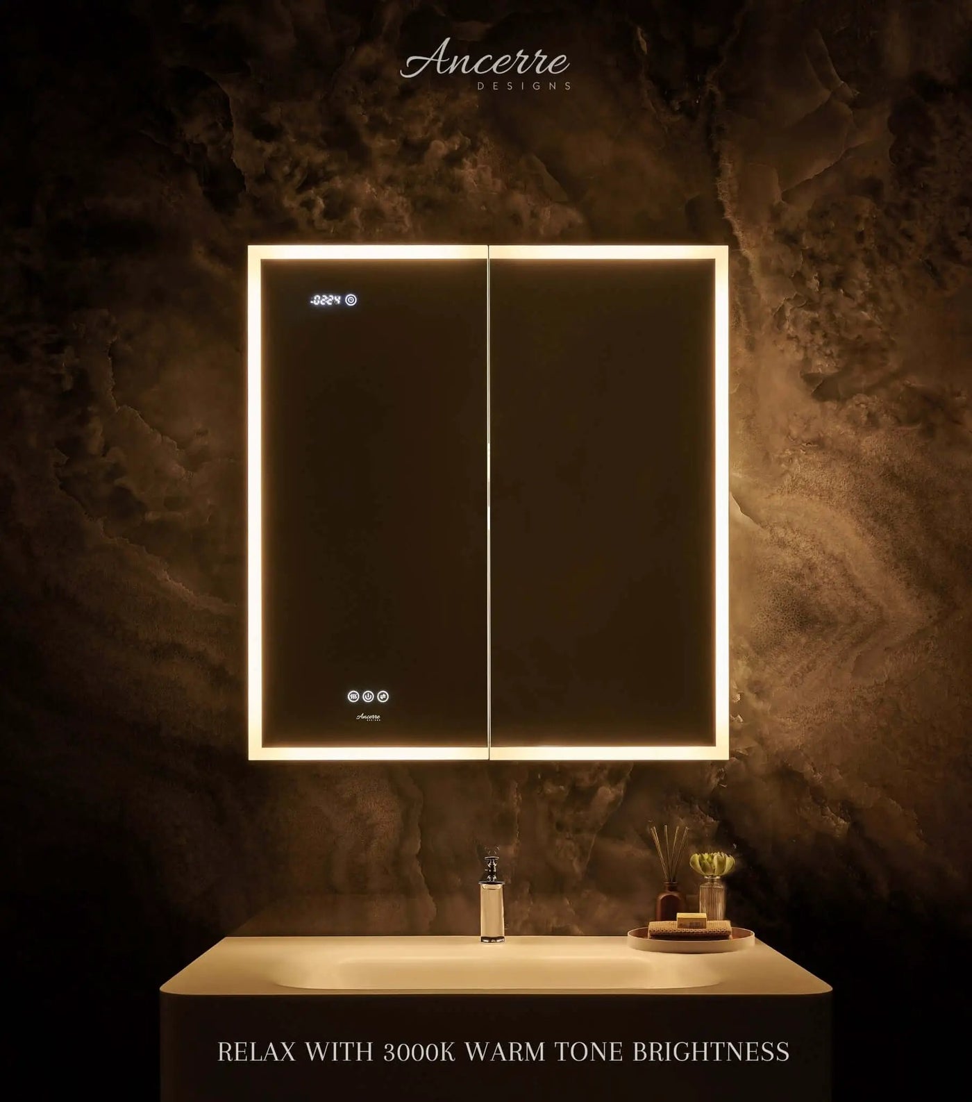 Pagani LED Mirror Cabinet with Defogger, Dimmer, Magnifier & USB outlet by Ancerre Designs