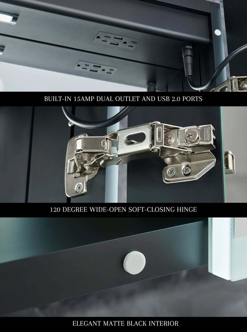Pagani LED Mirror Cabinet with Defogger, Dimmer, Magnifier & USB outlet by Ancerre Designs