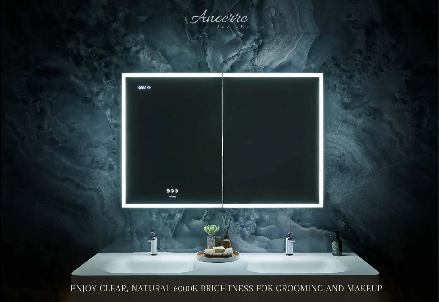 Pagani LED Mirror Cabinet with Defogger, Dimmer, Magnifier & USB outlet by Ancerre Designs