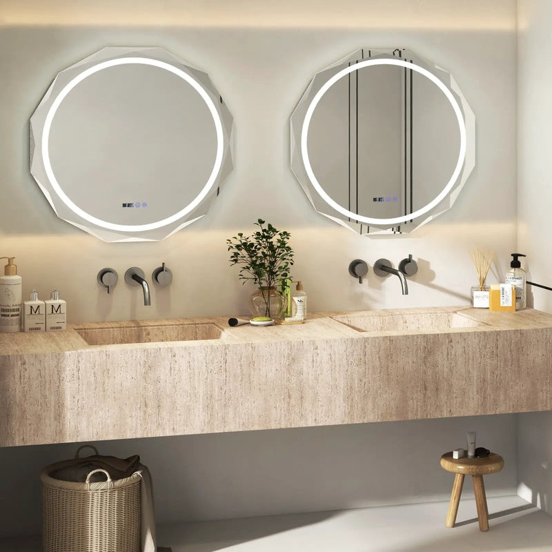 Defogging LED Bathroom Mirror with Stepless 3 Colors Temperature by DirectDeals