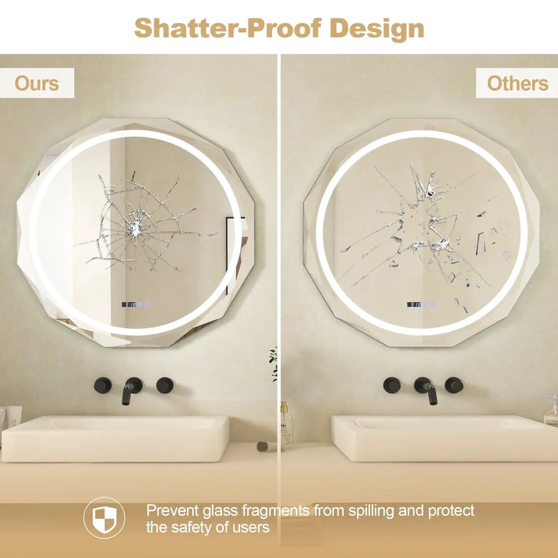 Defogging LED Bathroom Mirror with Stepless 3 Colors Temperature by DirectDeals