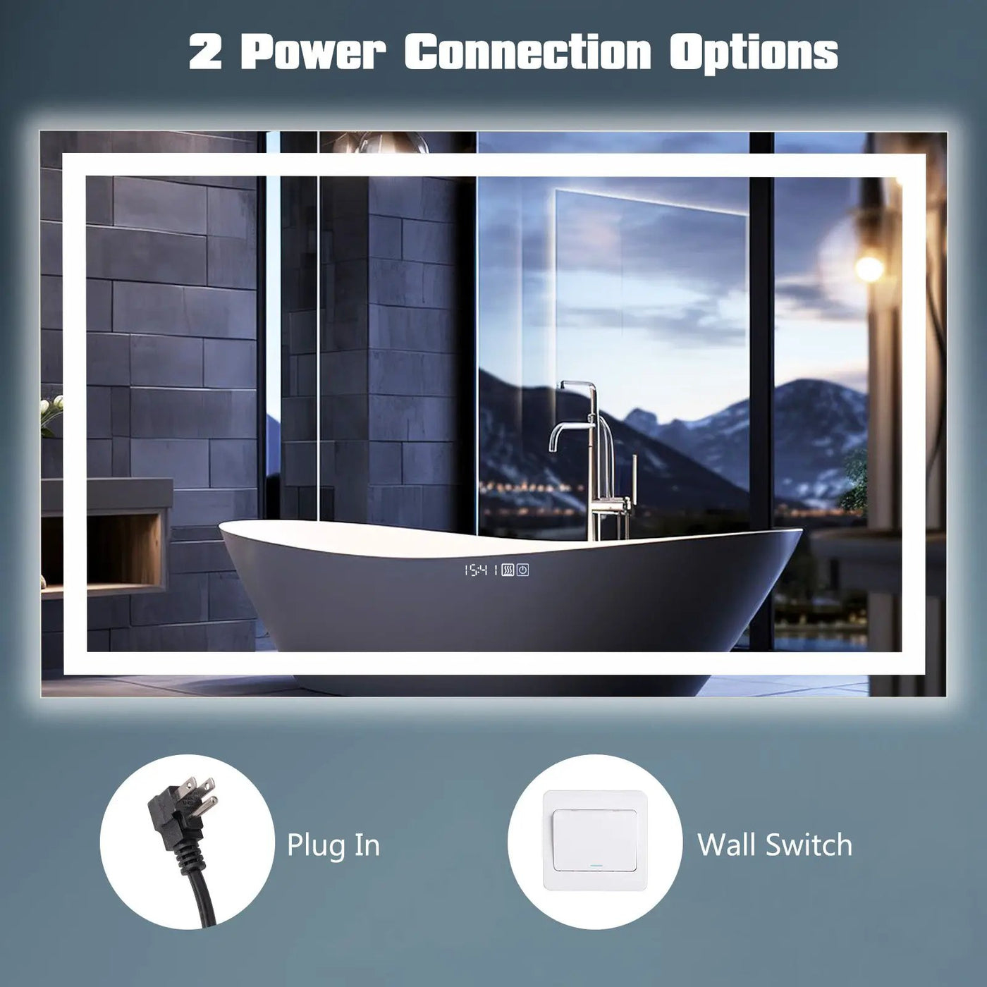 LED Bathroom Mirror Wall Mounted Rectangle Mirror with 3-Color Dimmable Lights by DirectDeals