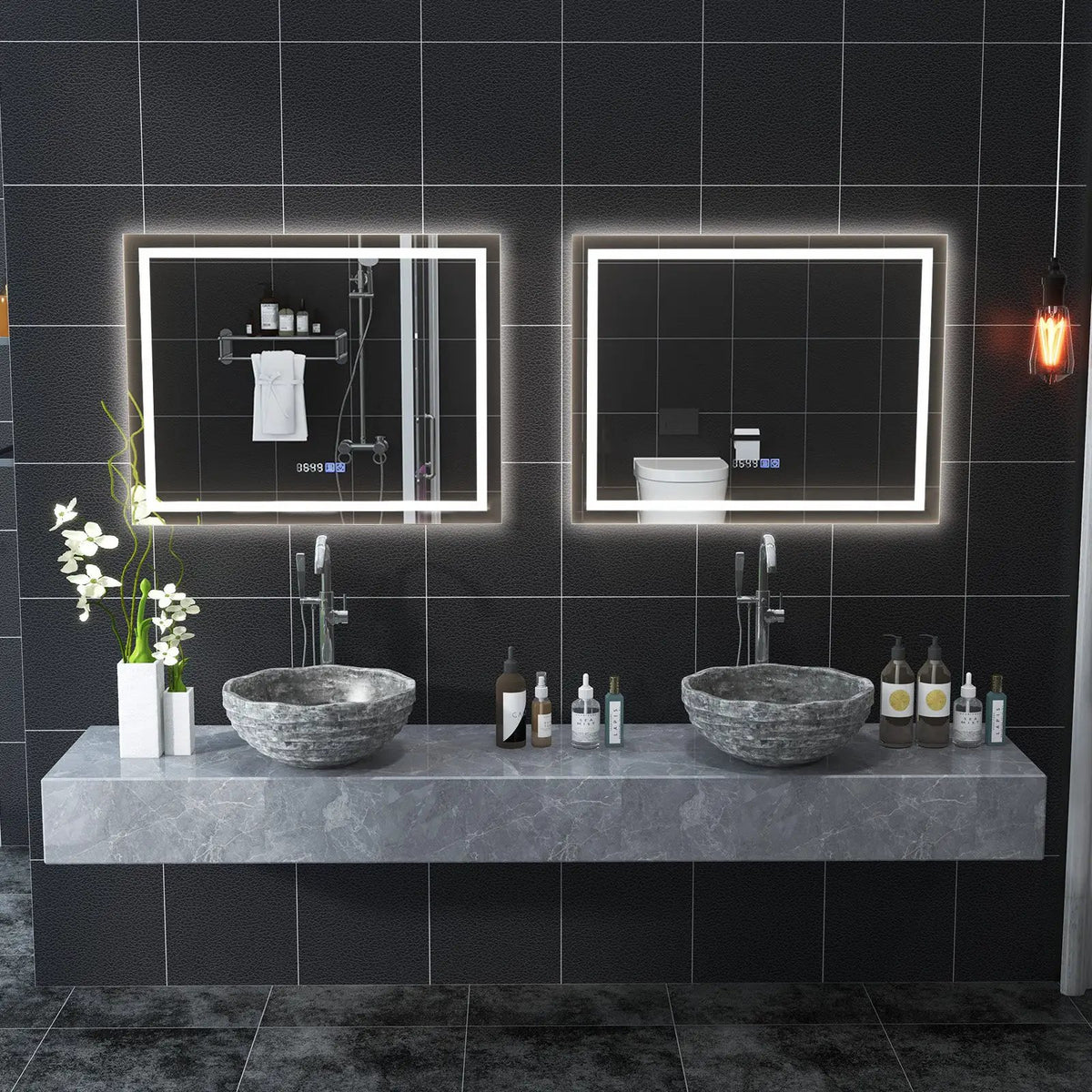 LED Bathroom Mirror Wall Mounted Rectangle Mirror with 3-Color Dimmable Lights by DirectDeals