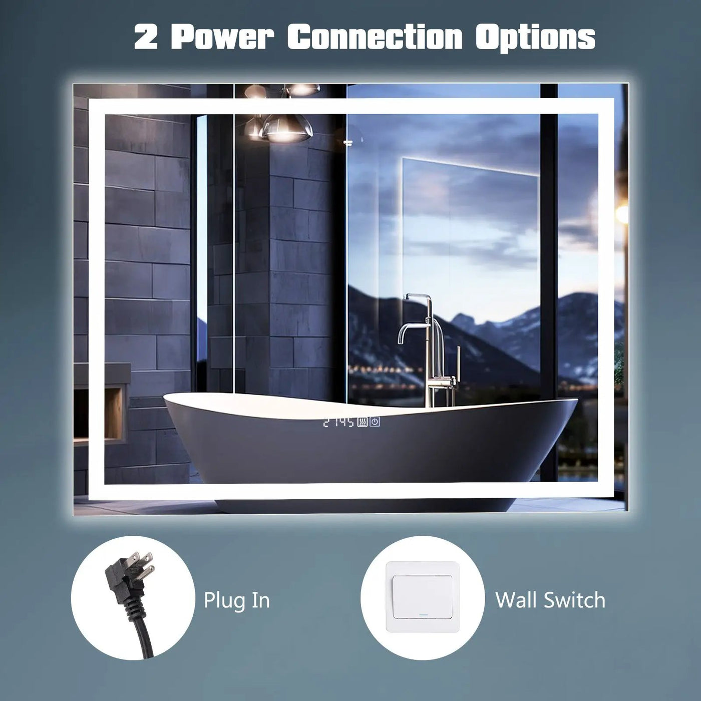 LED Bathroom Mirror Wall Mounted Rectangle Mirror with 3-Color Dimmable Lights by DirectDeals