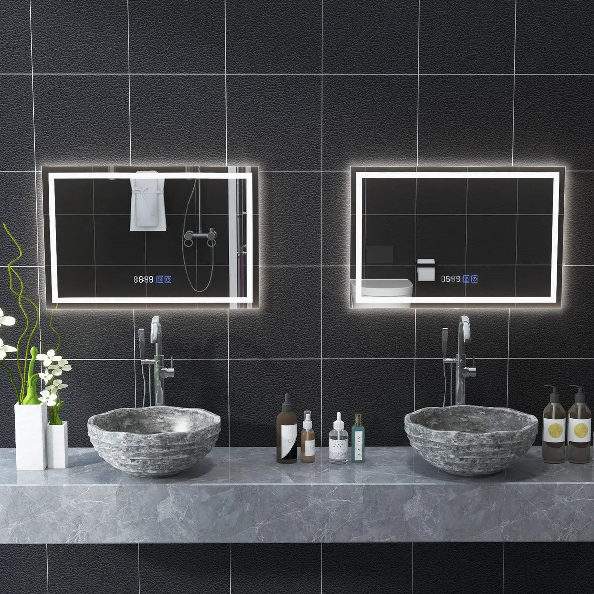 LED Bathroom Mirror Wall Mounted Rectangle Mirror with 3-Color Dimmable Lights by DirectDeals