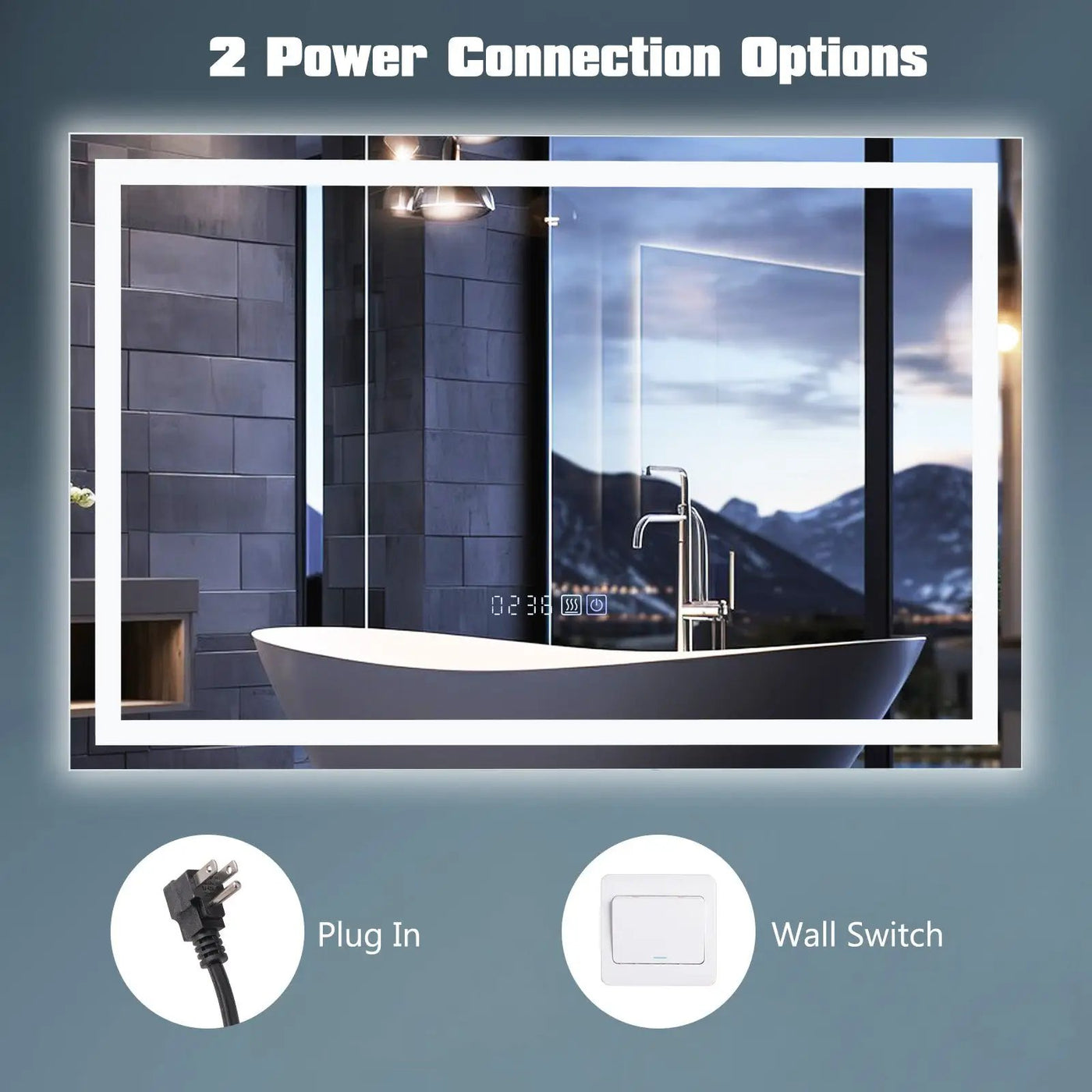 LED Bathroom Mirror Wall Mounted Rectangle Mirror with 3-Color Dimmable Lights by DirectDeals