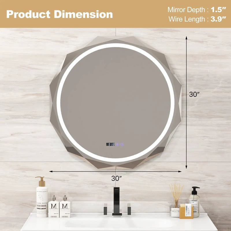 Defogging LED Bathroom Mirror with Stepless 3 Colors Temperature by DirectDeals