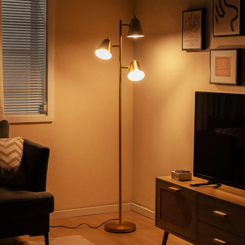 64 Inch 3-Light LED Floor Lamp Reading Light for Living Room Bedroom by DirectDeals