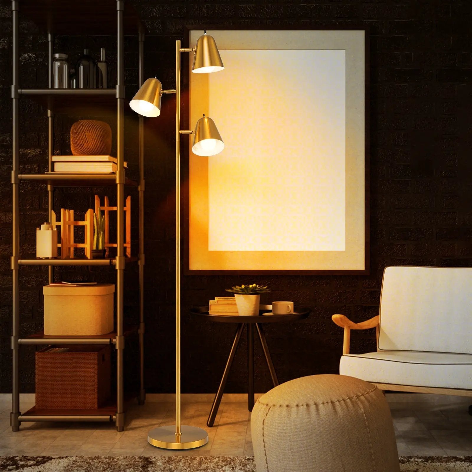 64 Inch 3-Light LED Floor Lamp Reading Light for Living Room Bedroom by DirectDeals