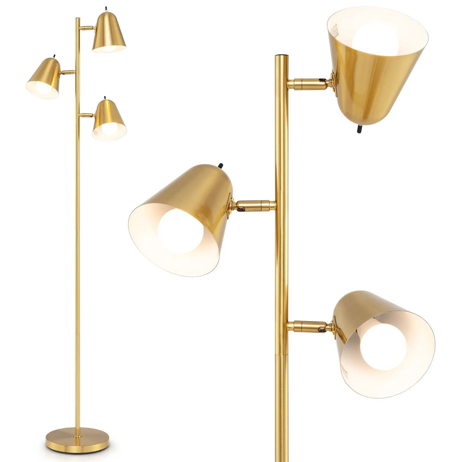 64 Inch 3-Light LED Floor Lamp Reading Light for Living Room Bedroom by DirectDeals