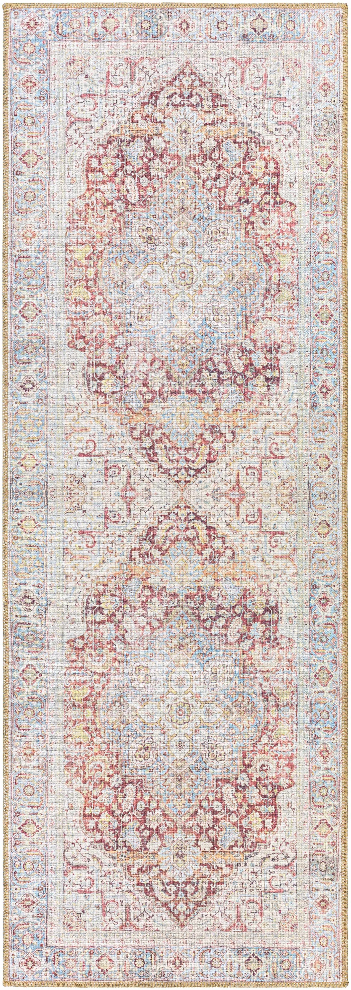 Cream Rust Leeston Washable Rug - Clearance by Boutique Rugs