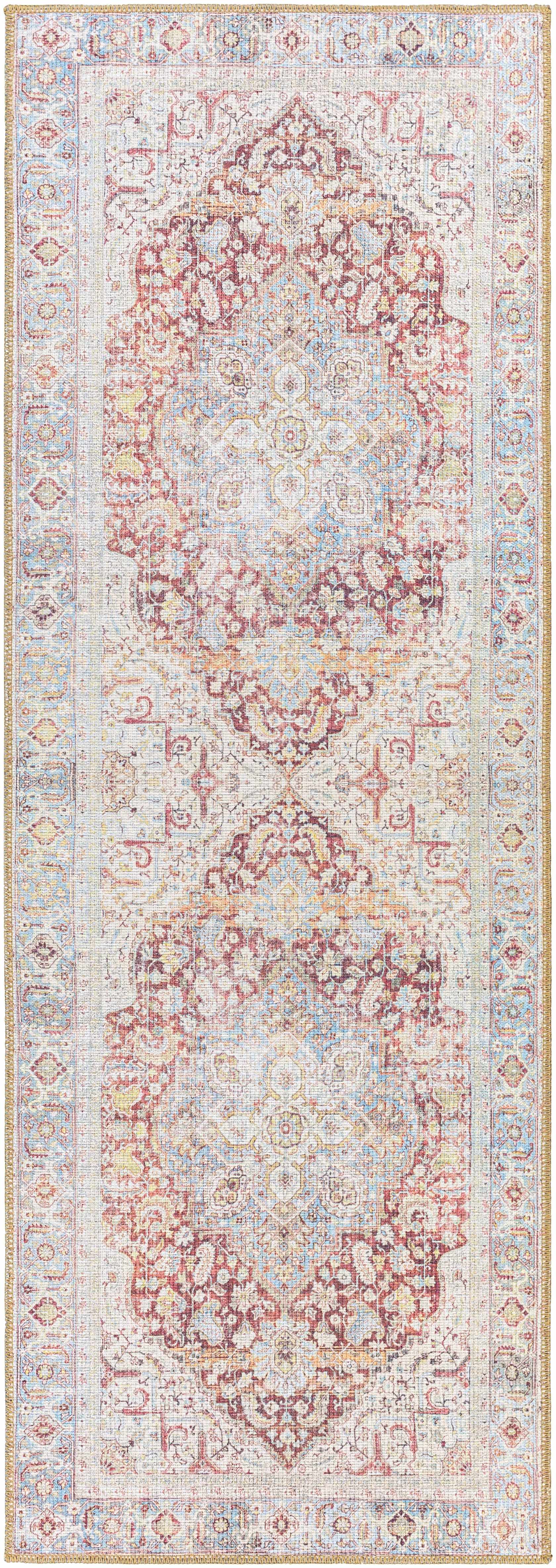 Cream Rust Leeston Washable Rug - Clearance by Boutique Rugs