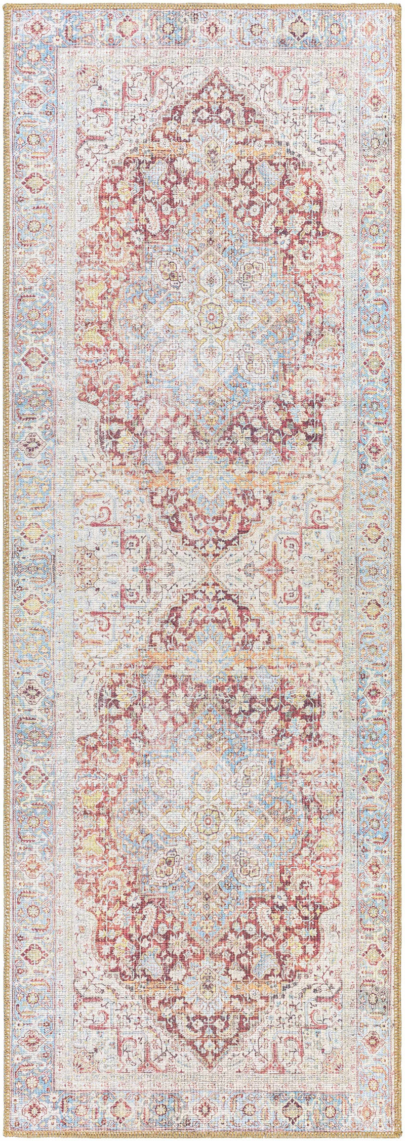 Cream Rust Leeston Washable Rug - Clearance by Boutique Rugs