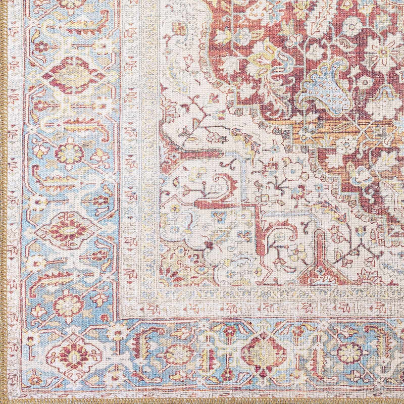 Cream Rust Leeston Washable Rug - Clearance by Boutique Rugs