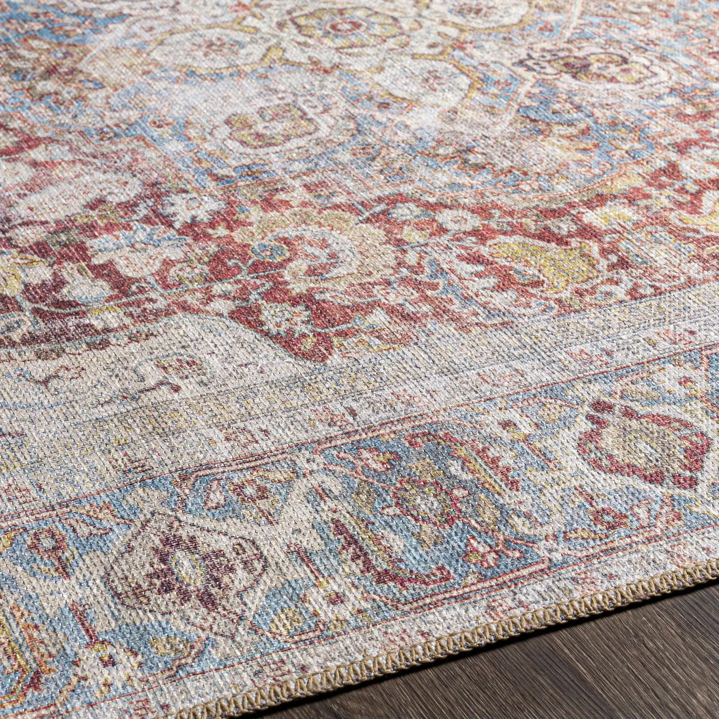 Cream Rust Leeston Washable Rug - Clearance by Boutique Rugs
