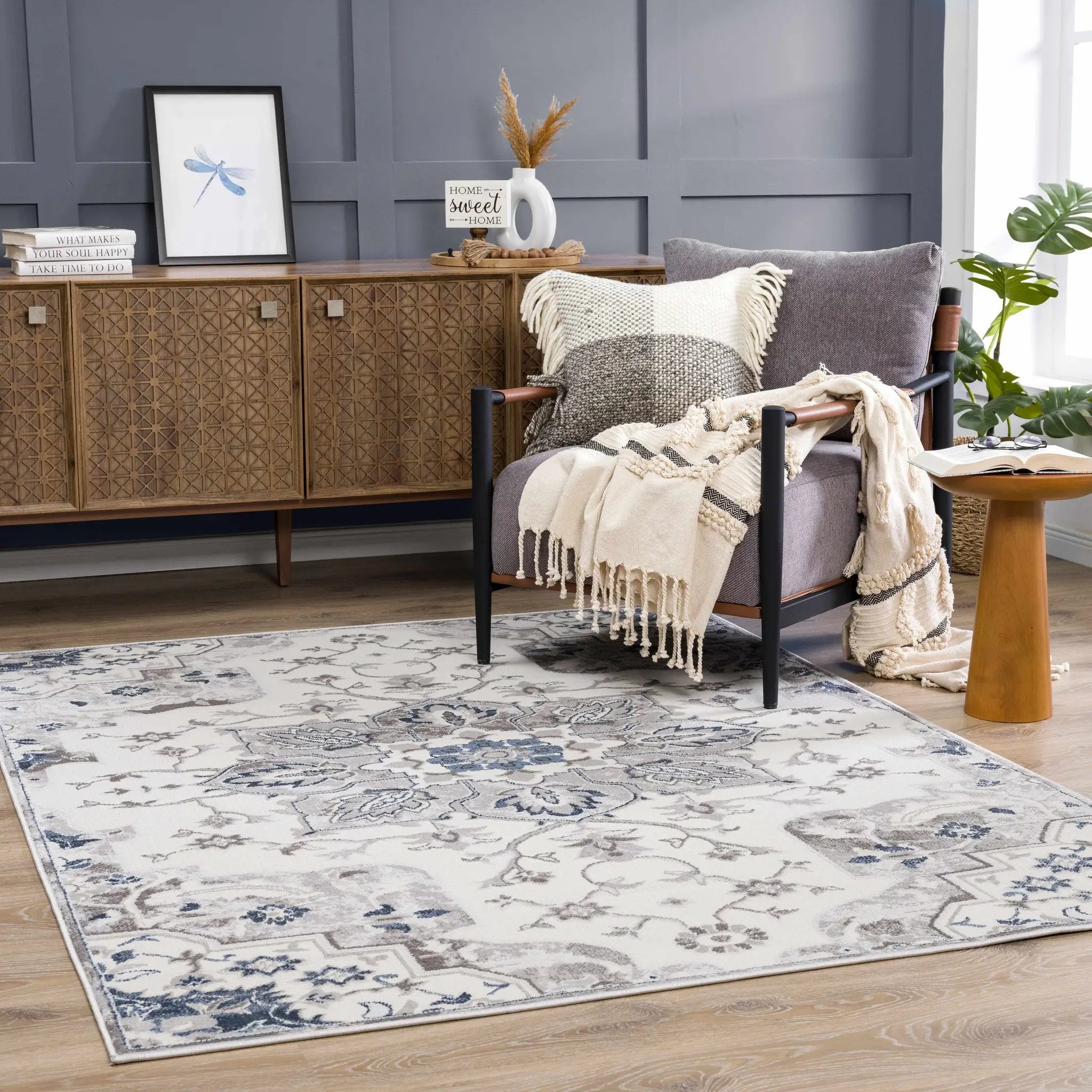 Calum Blue & Gray Area Rug by Hauteloom