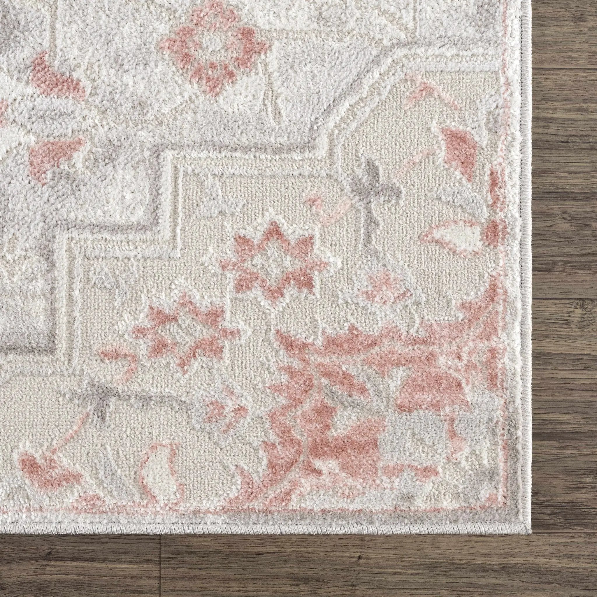 Calum Pink Floral Thick Area Rug - Clearance by Boutique Rugs