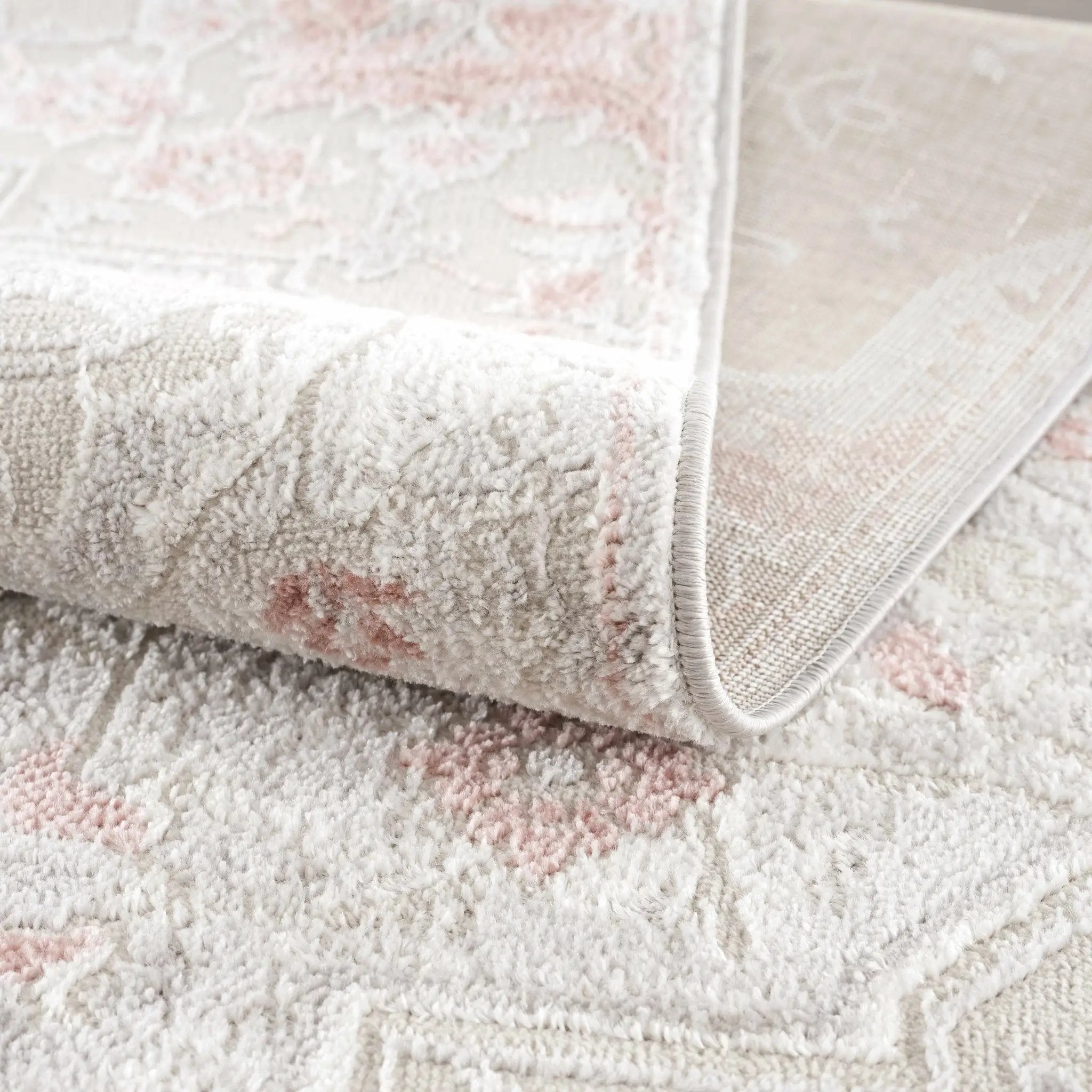 Calum Pink Floral Thick Area Rug - Clearance by Boutique Rugs