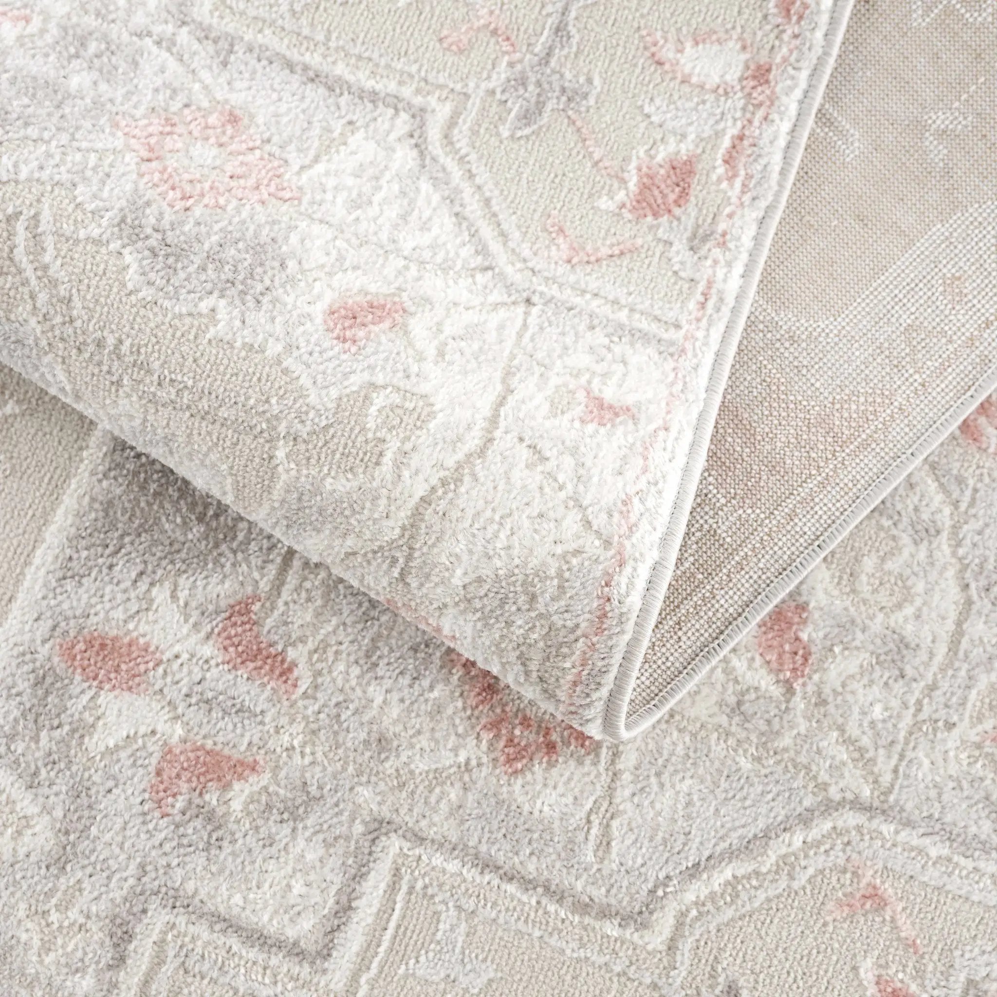 Calum Pink Floral Thick Area Rug - Clearance by Boutique Rugs