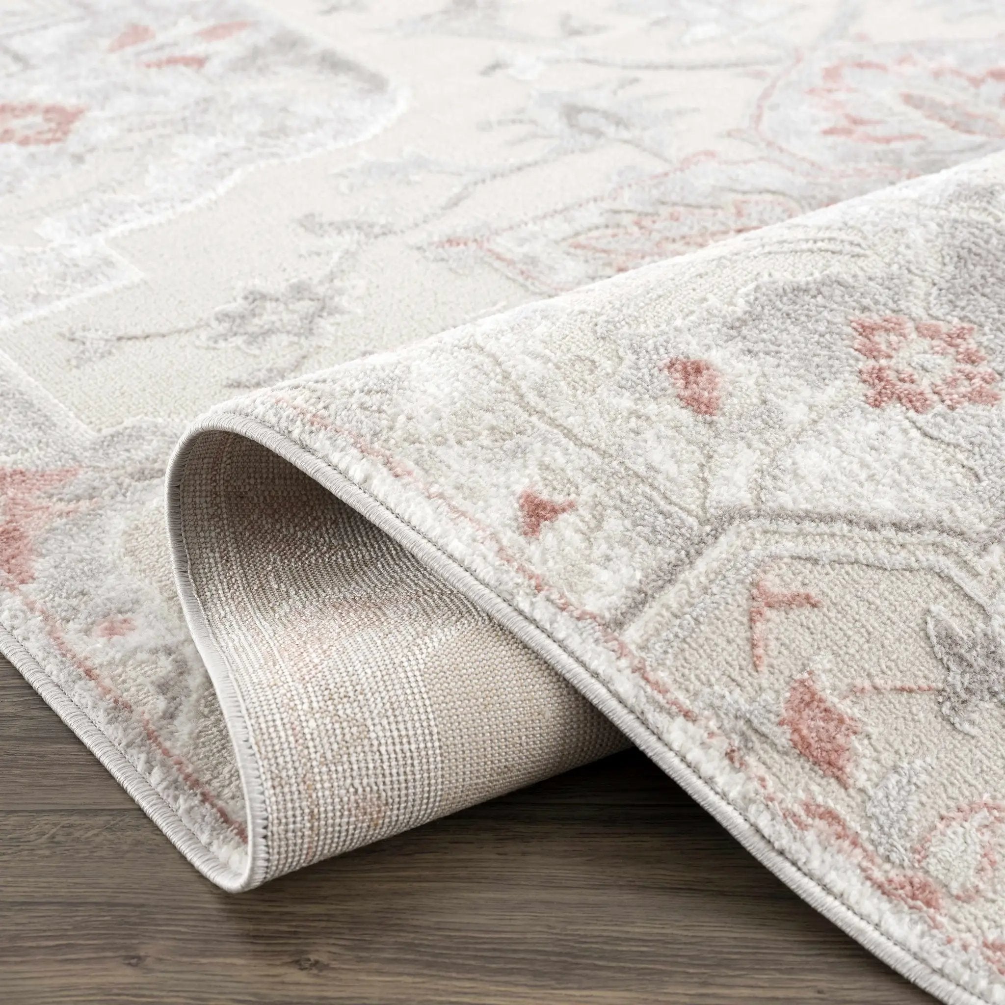 Calum Pink Floral Thick Area Rug - Clearance by Boutique Rugs