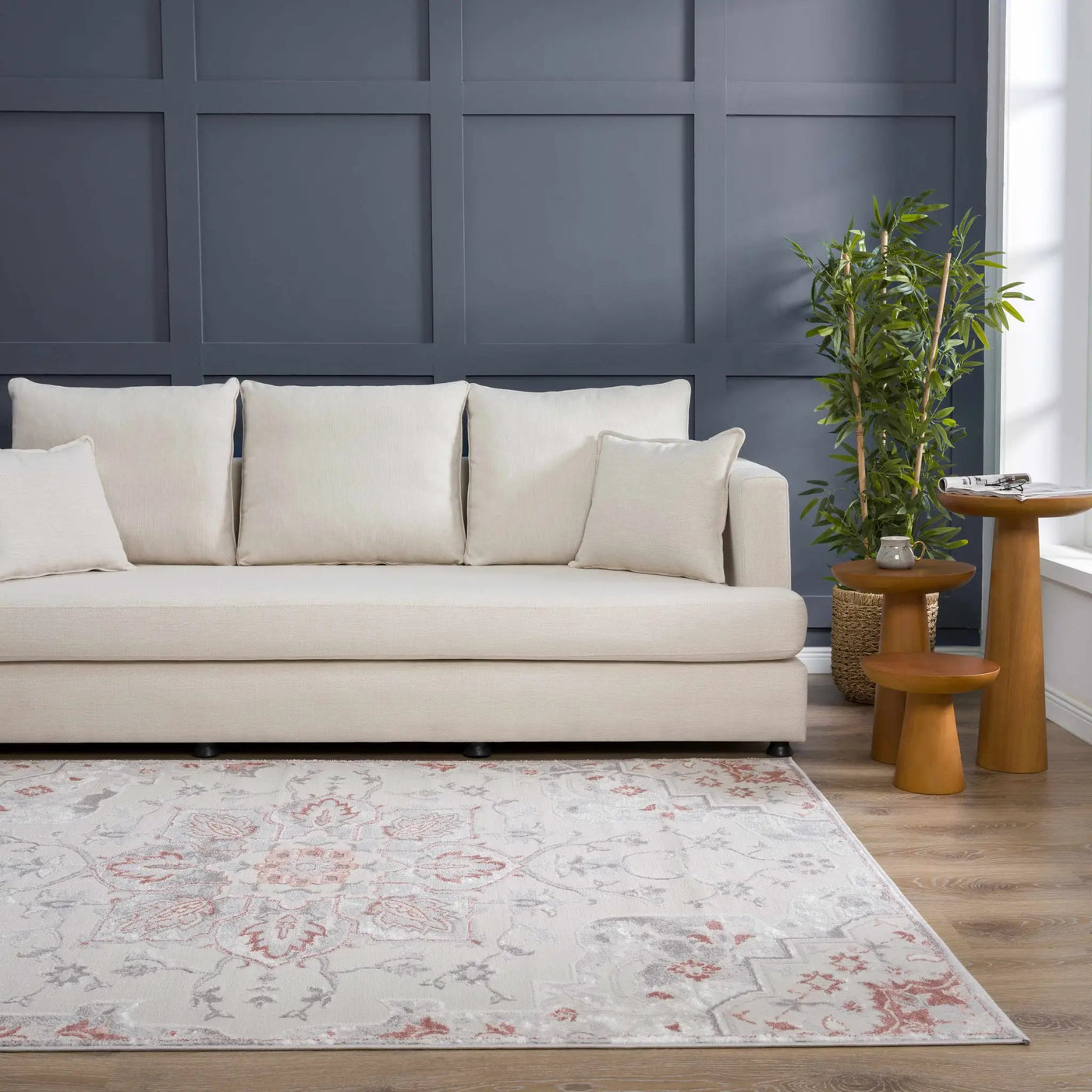 Calum Pink Floral Thick Area Rug - Clearance by Boutique Rugs