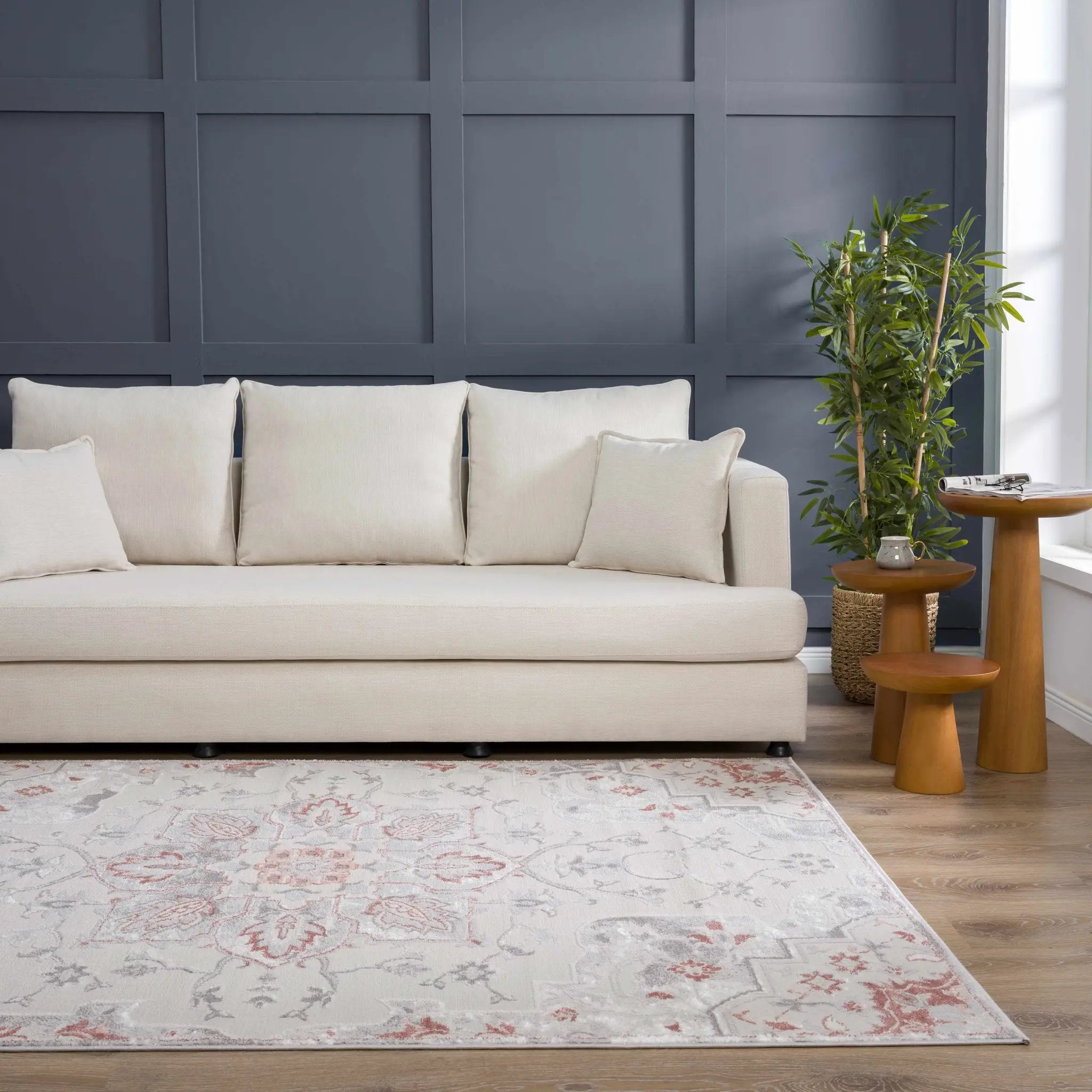 Calum Pink Floral Thick Area Rug - Clearance by Boutique Rugs