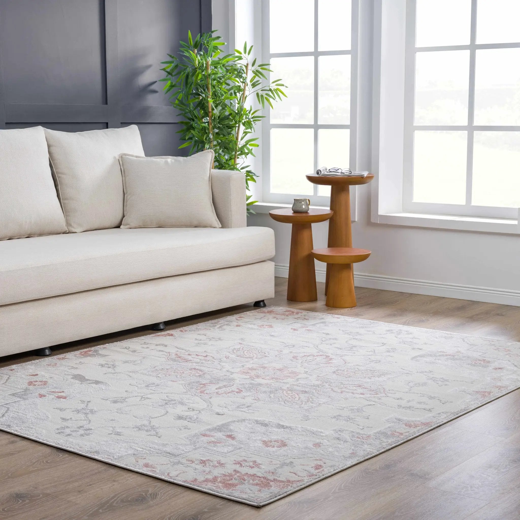 Calum Pink Floral Thick Area Rug - Clearance by Boutique Rugs