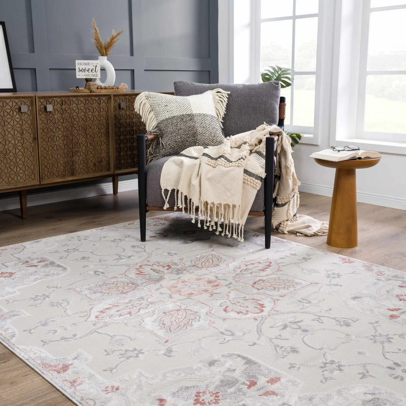 Calum Pink Floral Thick Area Rug - Clearance by Boutique Rugs